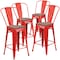 Flash Furniture High Red Metal Counter Height Stool with Back and Wood Seat, 24", PK4 4-CH-31320-24GB-RED-WD-GG - alternate 3